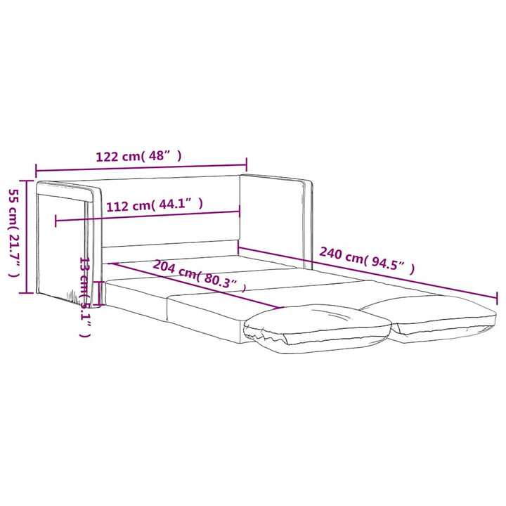 Golvbäddsoffa 2-I-1 122X204X55 Cm Sammet