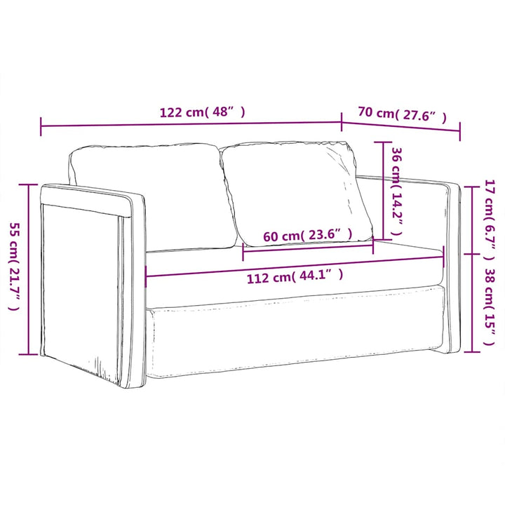 Golvbäddsoffa 2-I-1 122X204X55 Cm Sammet