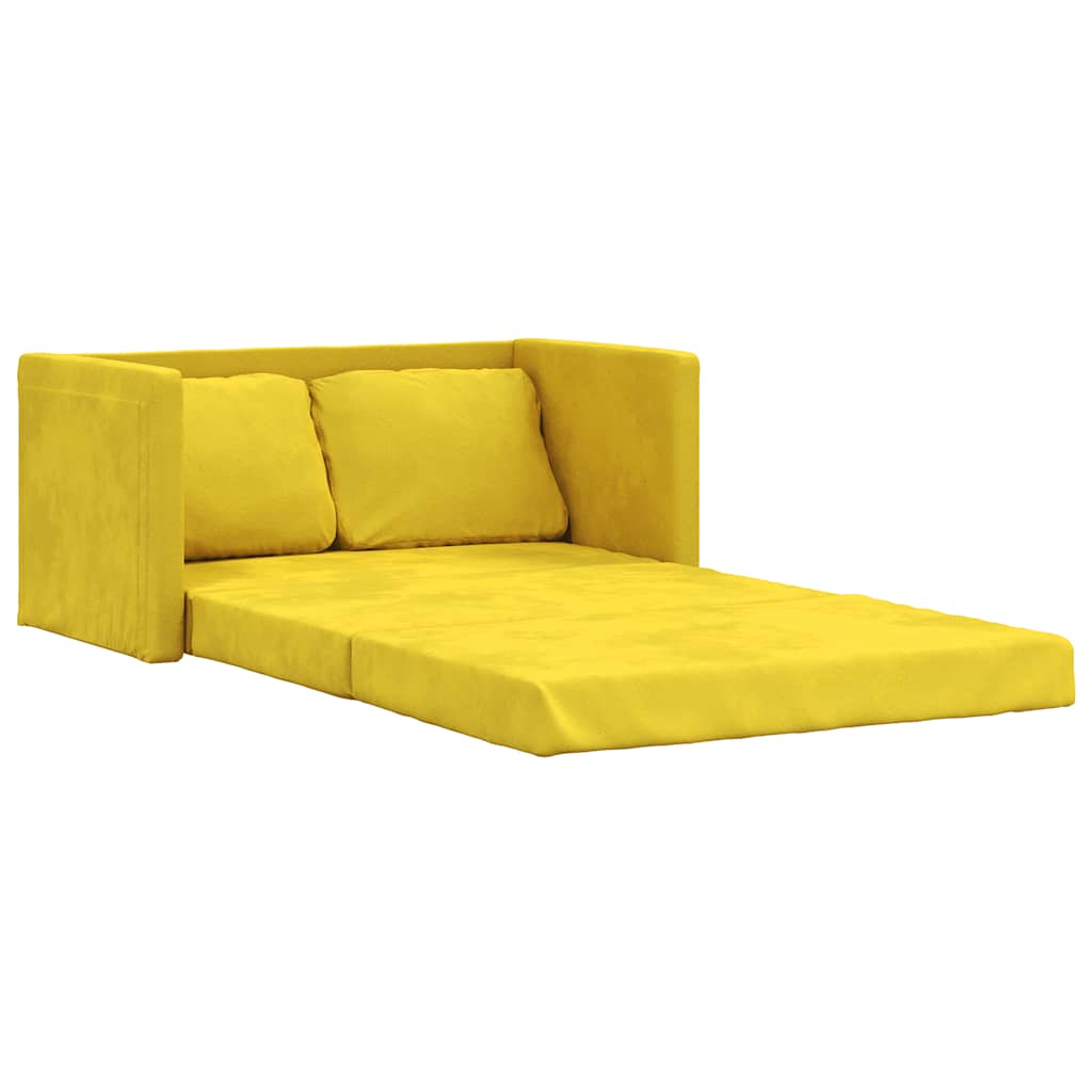 Golvbäddsoffa 2-I-1 Mörkgul 122X204X55 Cm Sammet