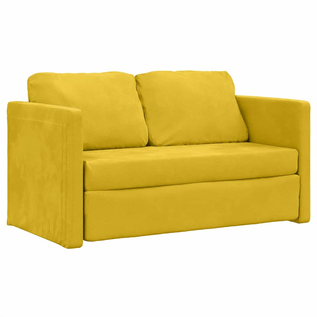 Golvbäddsoffa 2-I-1 Mörkgul 122X204X55 Cm Sammet