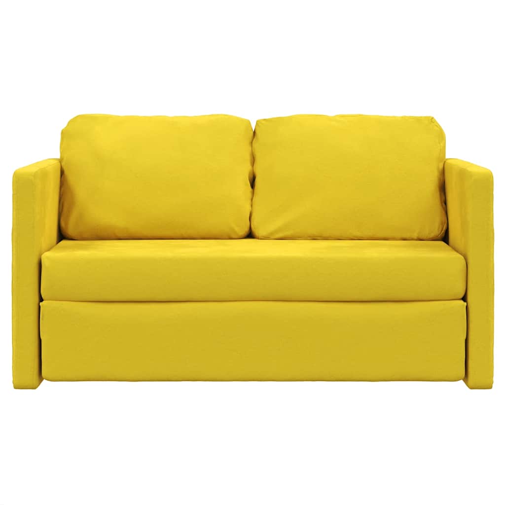 Golvbäddsoffa 2-I-1 Mörkgul 122X204X55 Cm Sammet