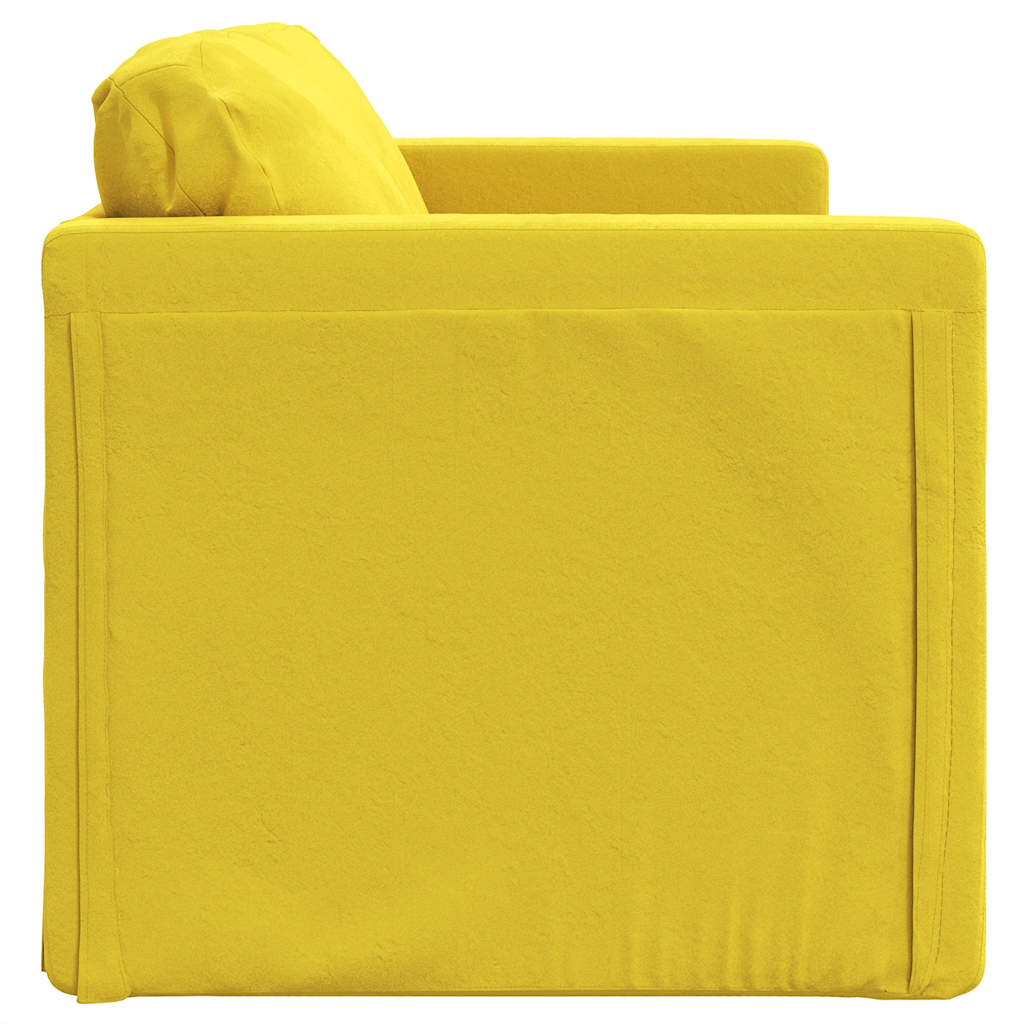 Golvbäddsoffa 2-I-1 Mörkgul 122X204X55 Cm Sammet
