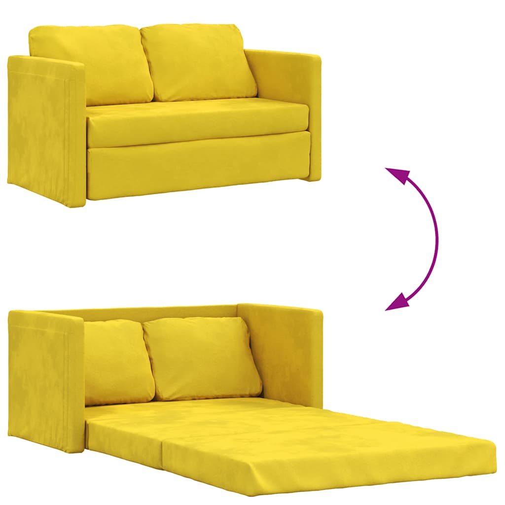 Golvbäddsoffa 2-I-1 Mörkgul 122X204X55 Cm Sammet