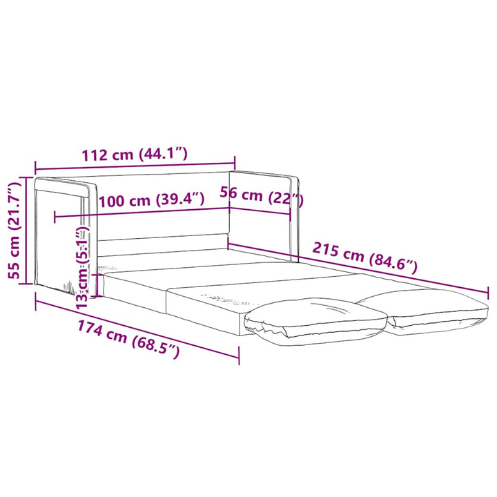 Golvbäddsoffa 2-I-1 112X174X55 Cm Tyg