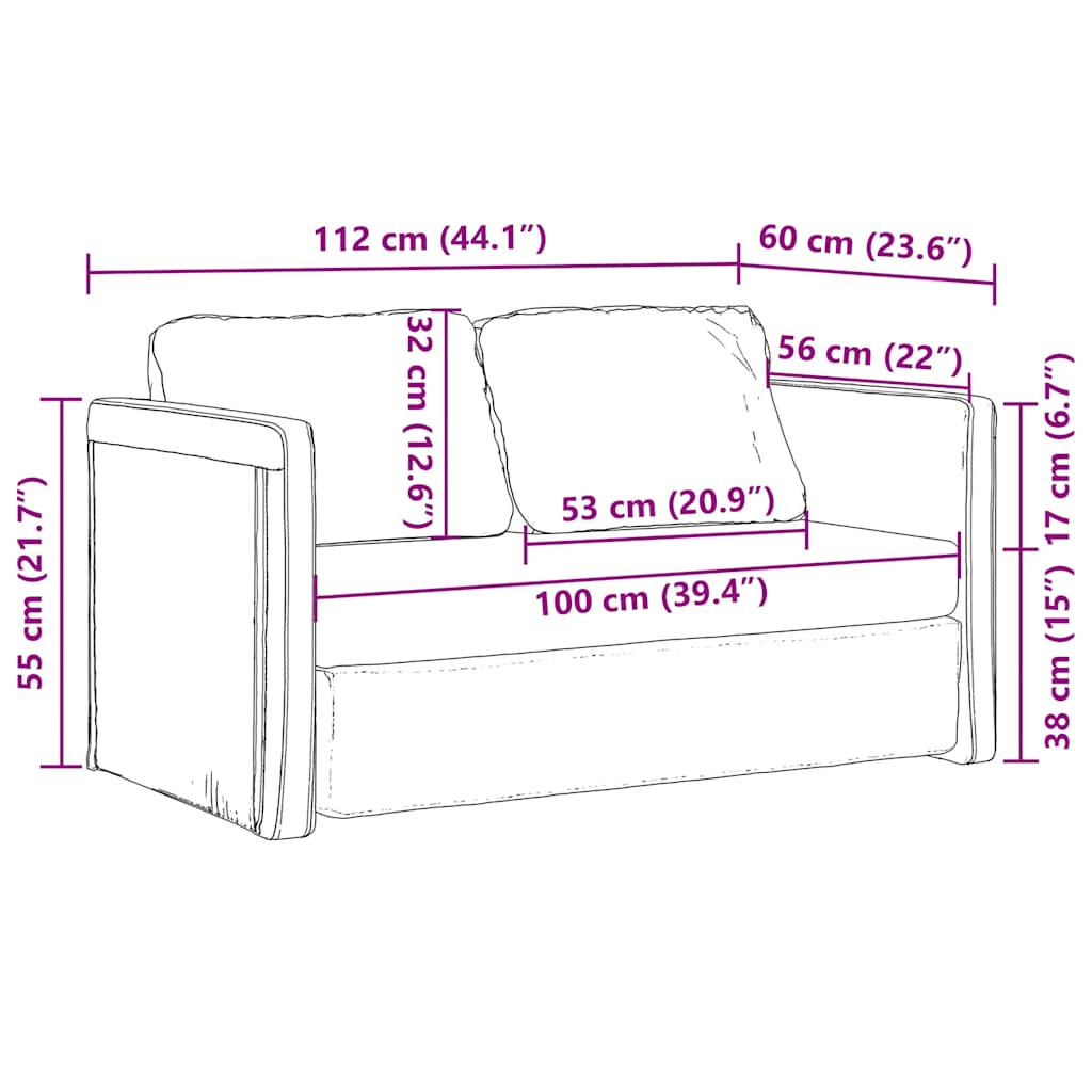 Golvbäddsoffa 2-I-1 112X174X55 Cm Tyg