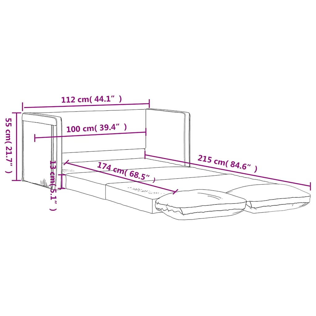 Golvbäddsoffa 2-I-1 112X174X55 Cm Tyg
