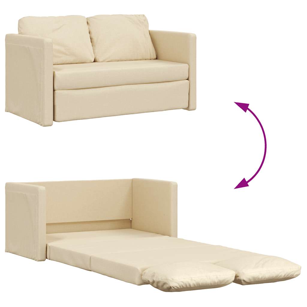 Golvbäddsoffa 2-I-1 Gräddvit 112X174X55 Cm Tyg
