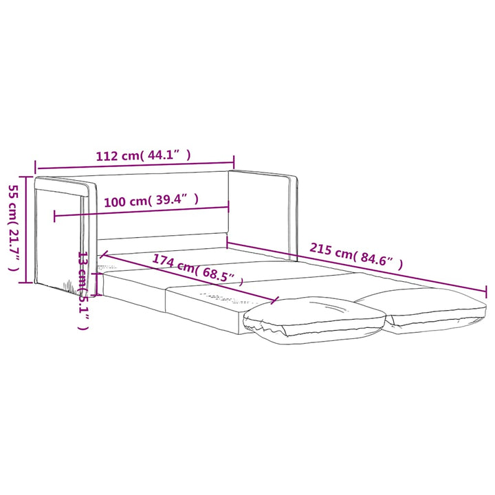 Golvbäddsoffa 2-I-1 Mörkgul 112X174X55 Cm Tyg