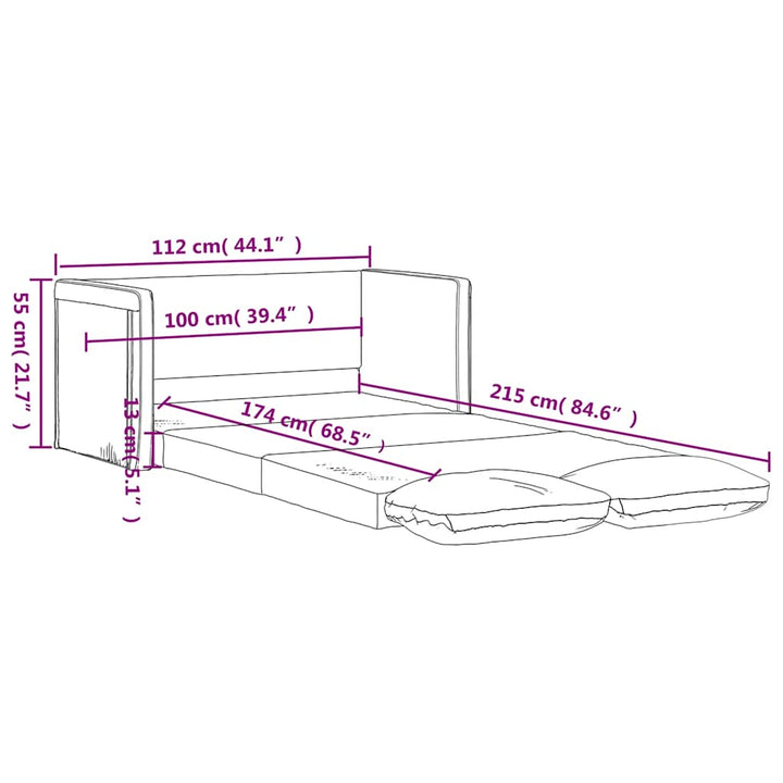 Golvbäddsoffa 2-I-1 112X174X55 Cm Konstläder
