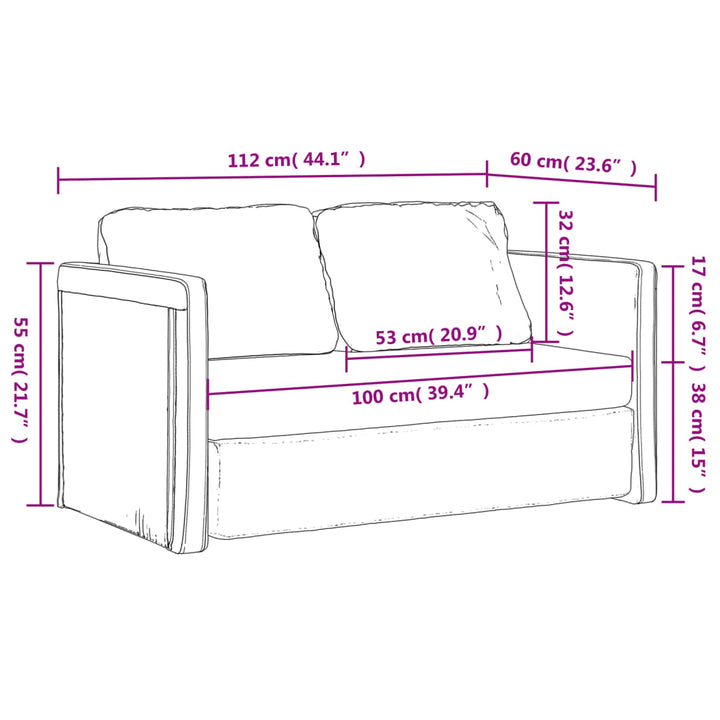 Golvbäddsoffa 2-I-1 112X174X55 Cm Konstläder