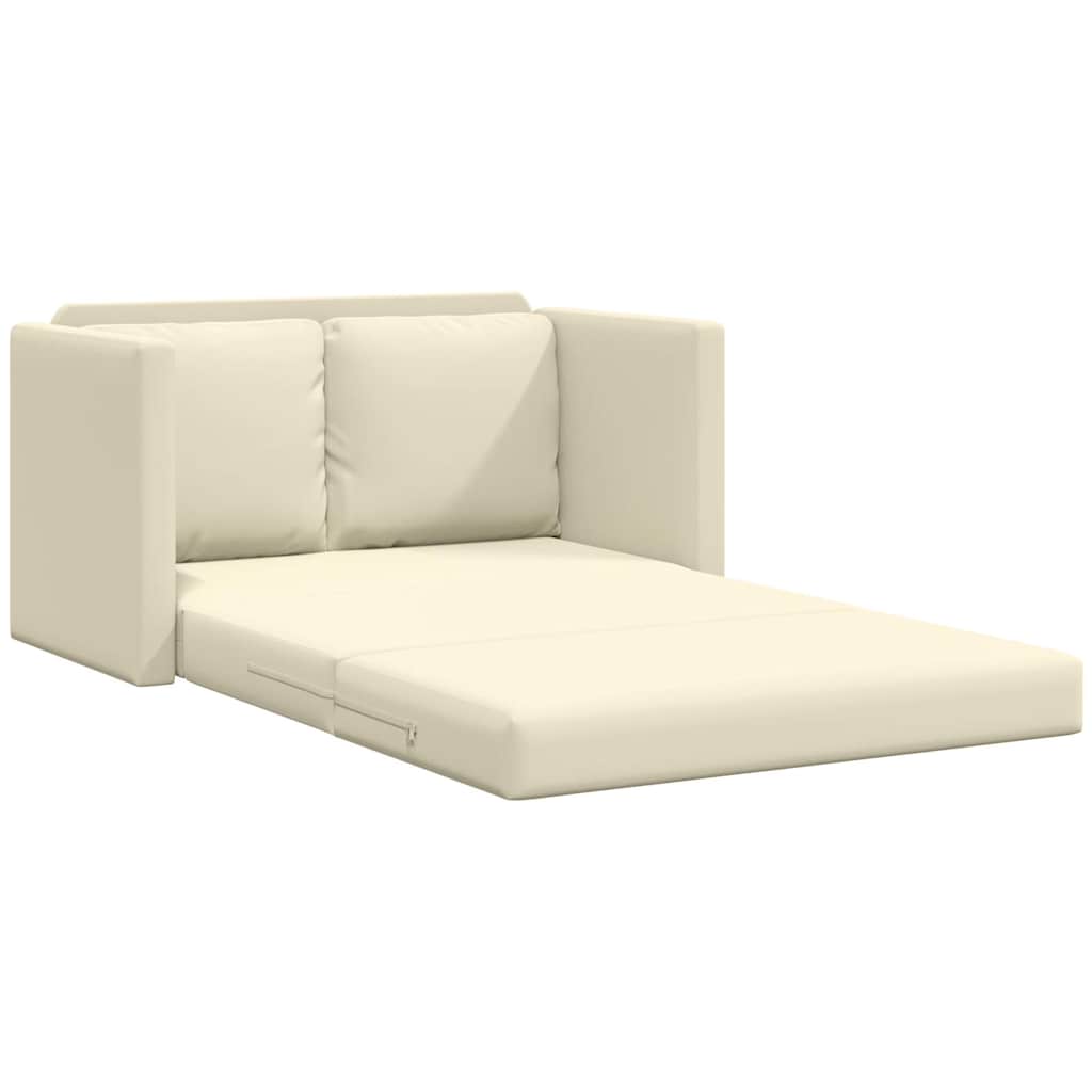 Golvbäddsoffa 2-I-1 Gräddvit 112X174X55 Cm Konstläder