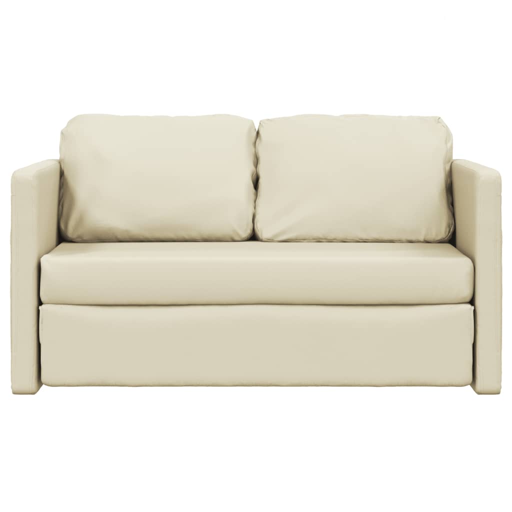 Golvbäddsoffa 2-I-1 Gräddvit 112X174X55 Cm Konstläder