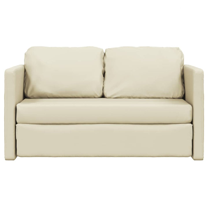 Golvbäddsoffa 2-I-1 Gräddvit 112X174X55 Cm Konstläder