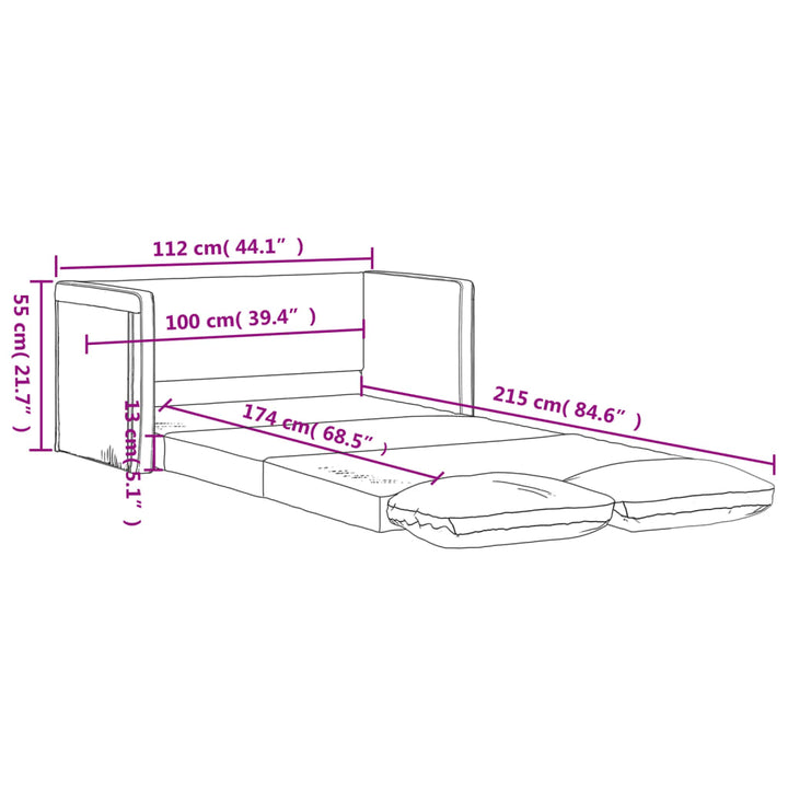 Golvbäddsoffa 2-I-1 Gräddvit 112X174X55 Cm Konstläder