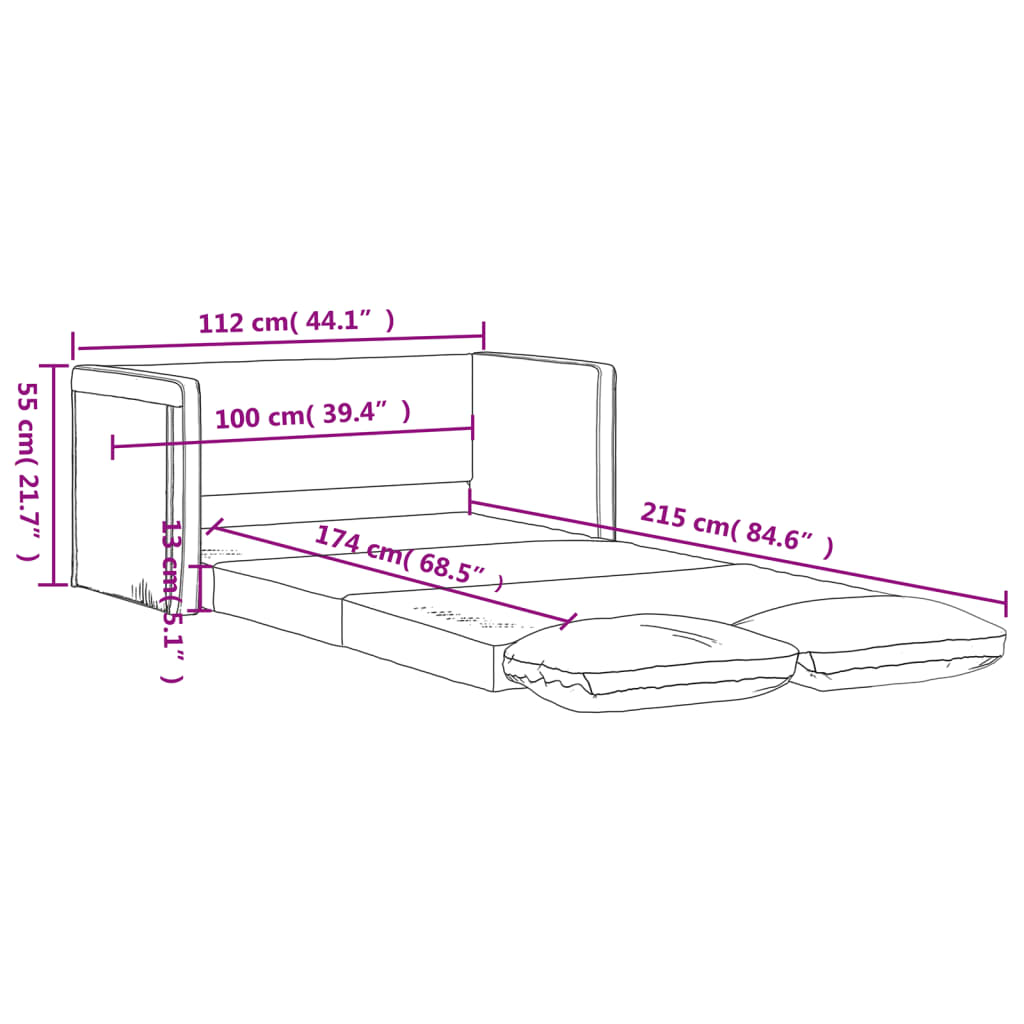 Golvbäddsoffa 2-I-1 112X174X55 Cm Konstläder