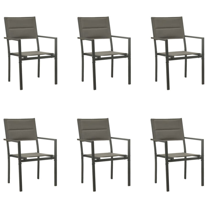 Matgrupp För Trädgården 7 Delar Svart Stål Och Textilen