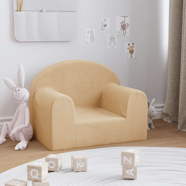 Barnsoffa 2-Sits Gräddvit Mjuk Plysch