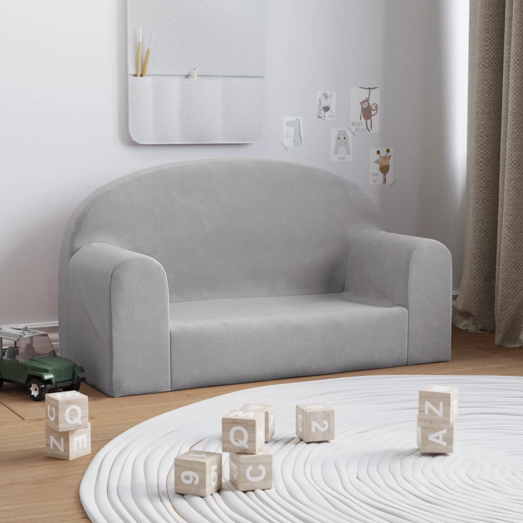 Barnsoffa 2-Sits Gräddvit Mjuk Plysch