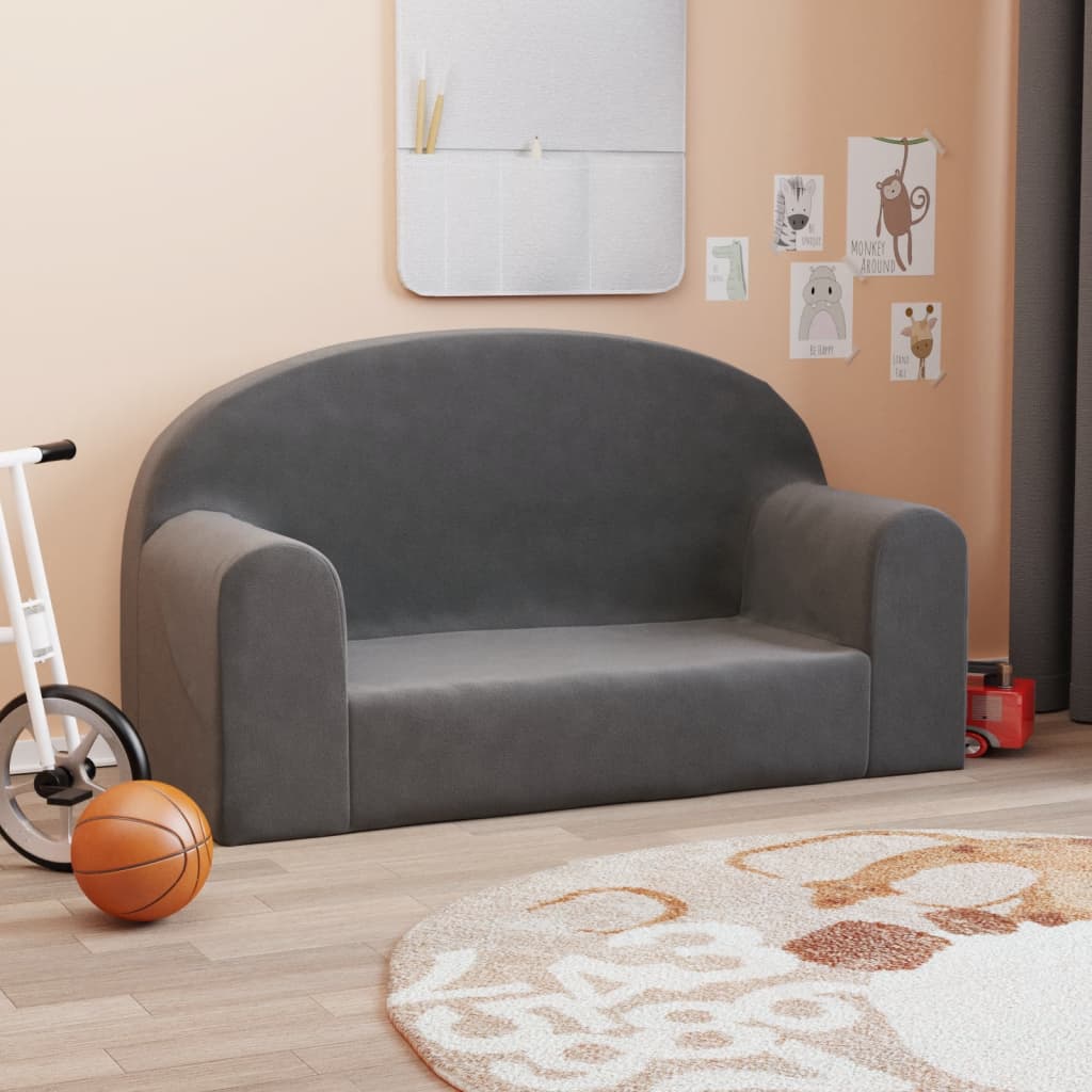 Barnsoffa 2-Sits Gräddvit Mjuk Plysch