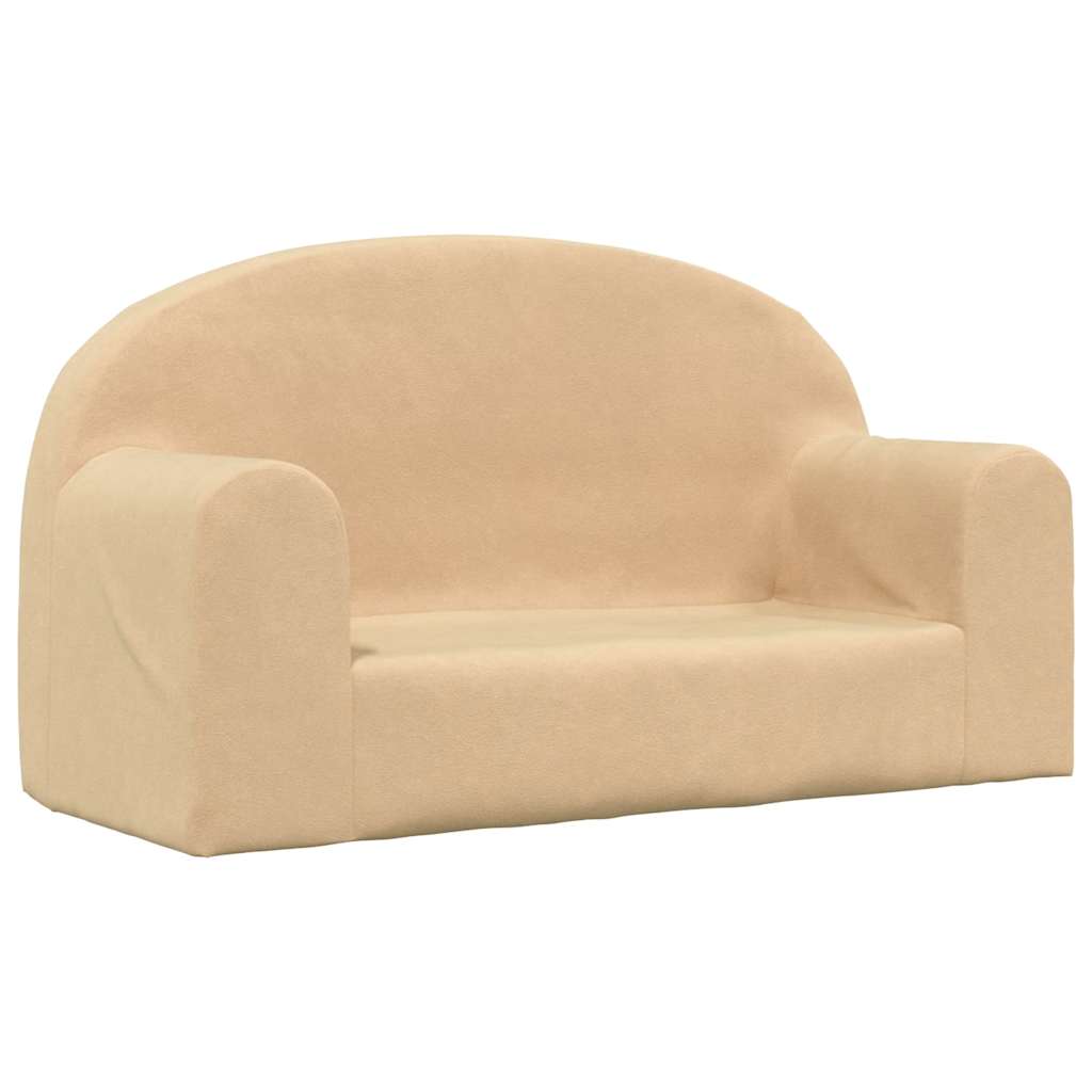 Barnsoffa 2-Sits Gräddvit Mjuk Plysch