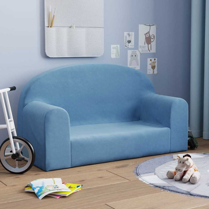 Barnsoffa 2-Sits Gräddvit Mjuk Plysch