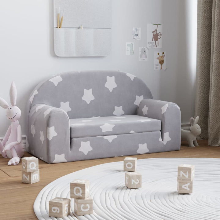 Barnsoffa 2-Sits Gräddvit Mjuk Plysch