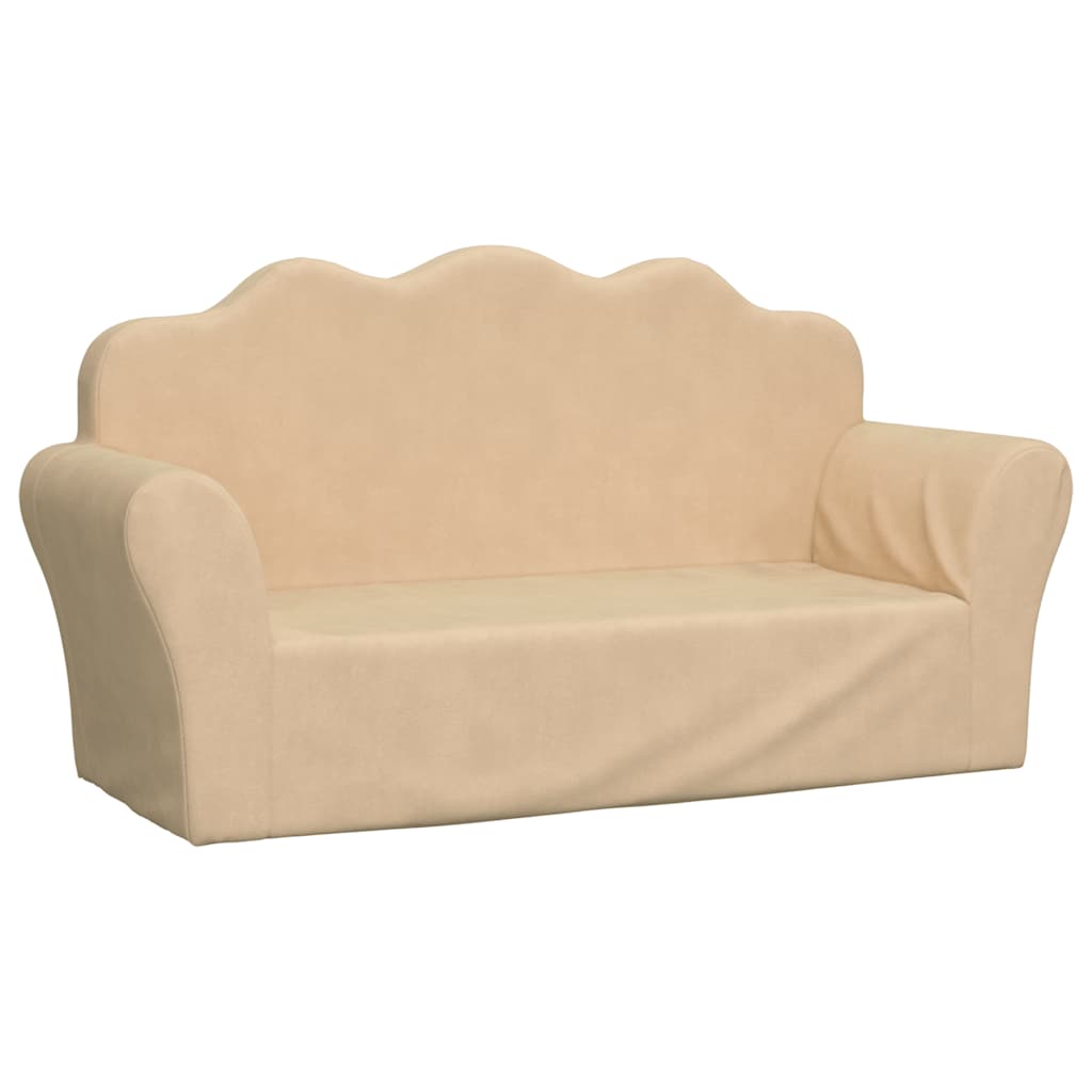 Barnsoffa 2-Sits Gräddvit Mjuk Plysch