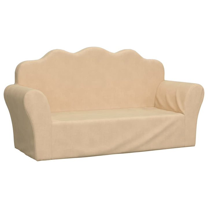 Barnsoffa 2-Sits Gräddvit Mjuk Plysch