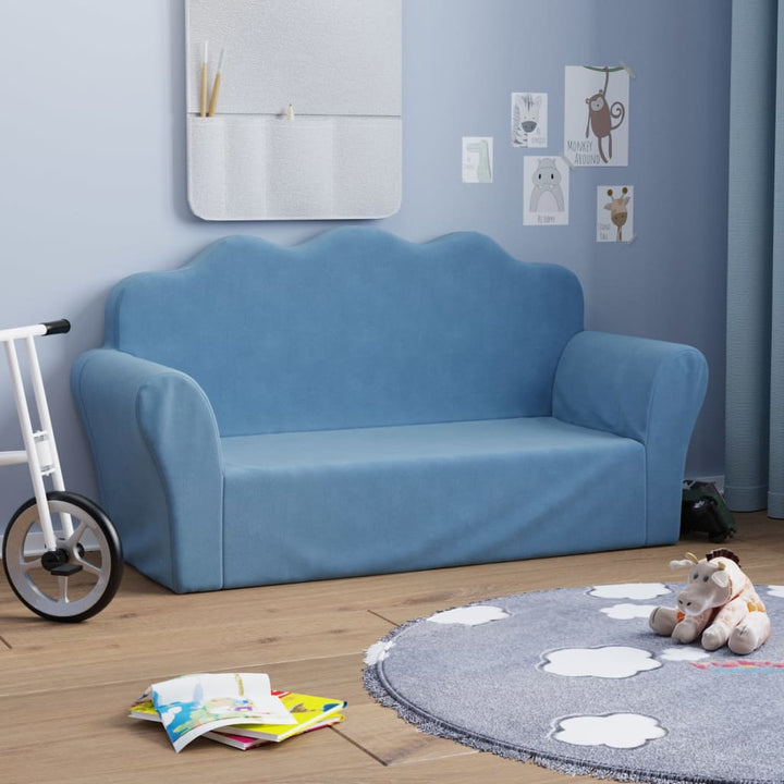 Barnsoffa 2-Sits Gräddvit Mjuk Plysch