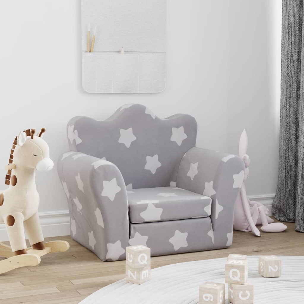 Barnsoffa 2-Sits Gräddvit Mjuk Plysch