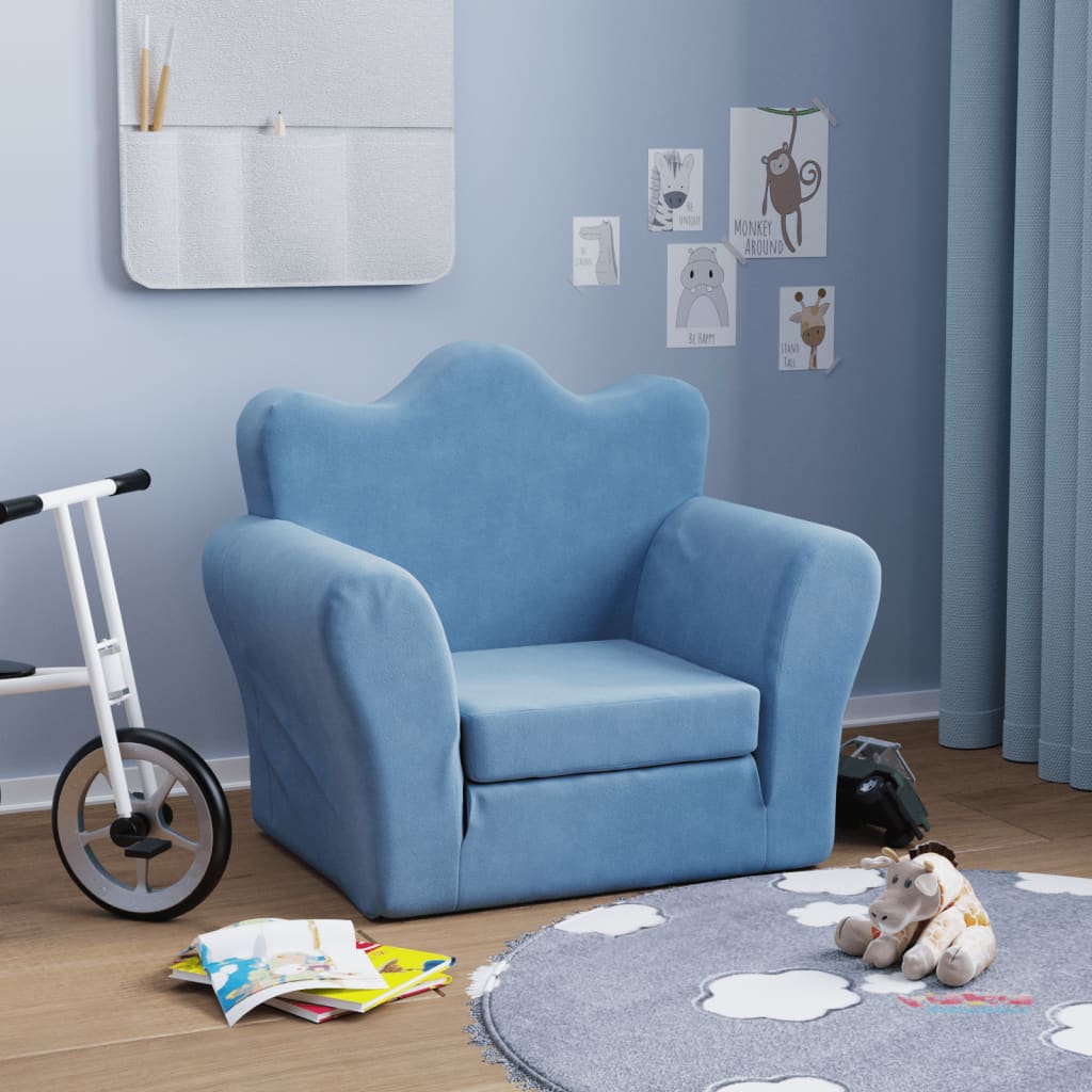 Barnsoffa 2-Sits Gräddvit Mjuk Plysch