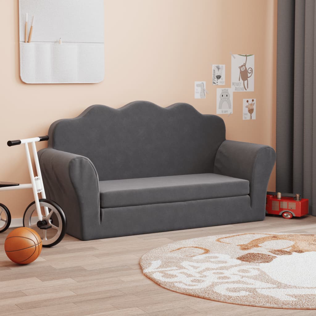 Barnsoffa 2-Sits Gräddvit Mjuk Plysch