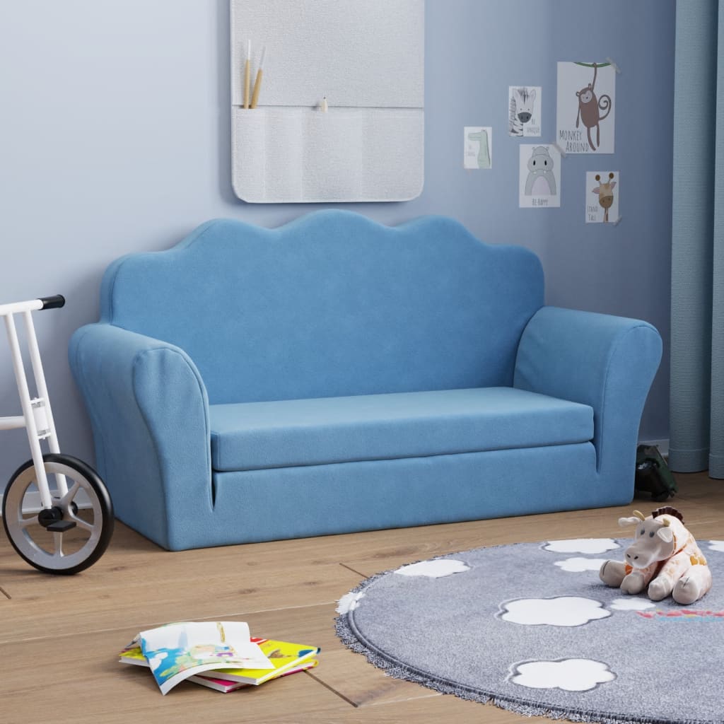 Barnsoffa 2-Sits Gräddvit Mjuk Plysch