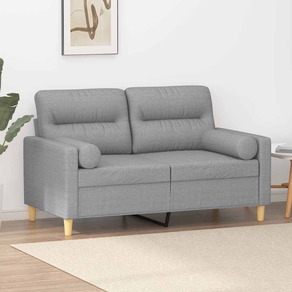 2-Sits Soffa Med Prydnadskuddar Tyg