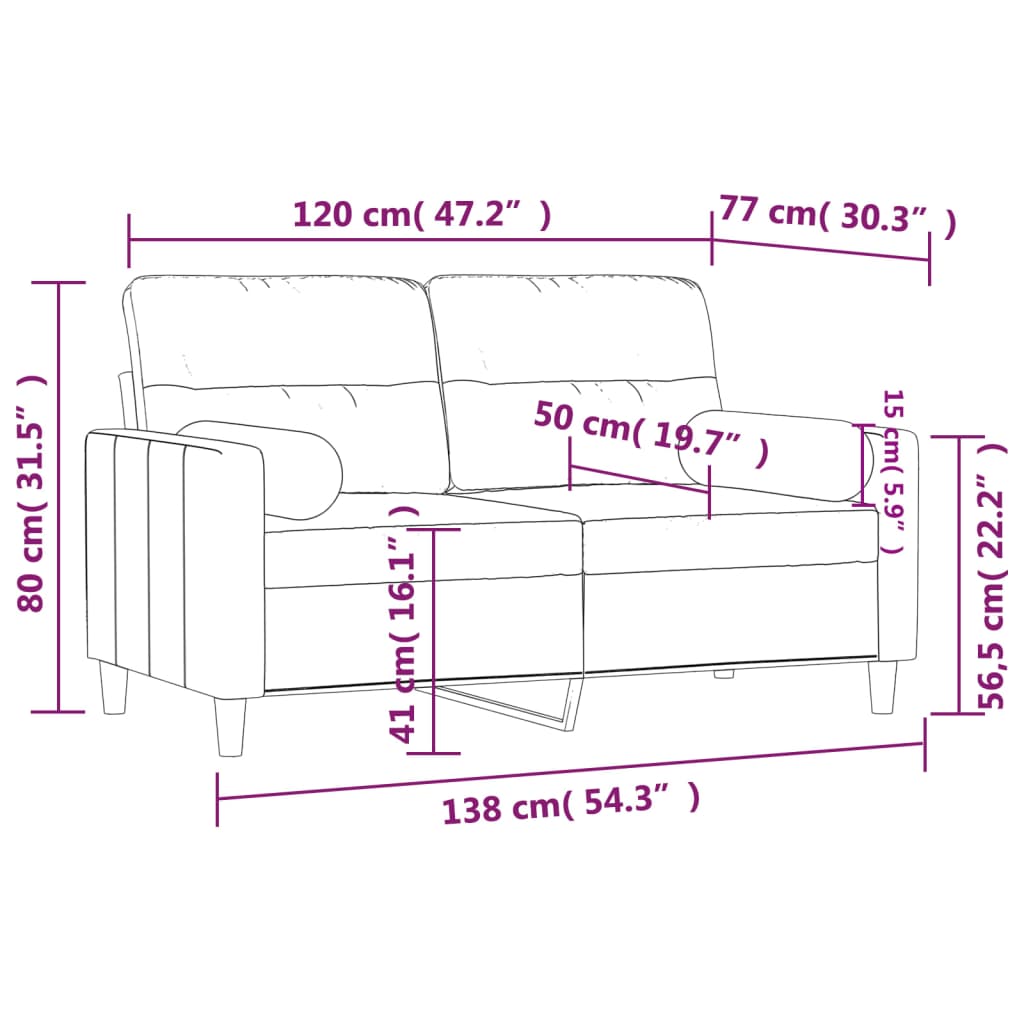 2-Sits Soffa Med Prydnadskuddar Tyg