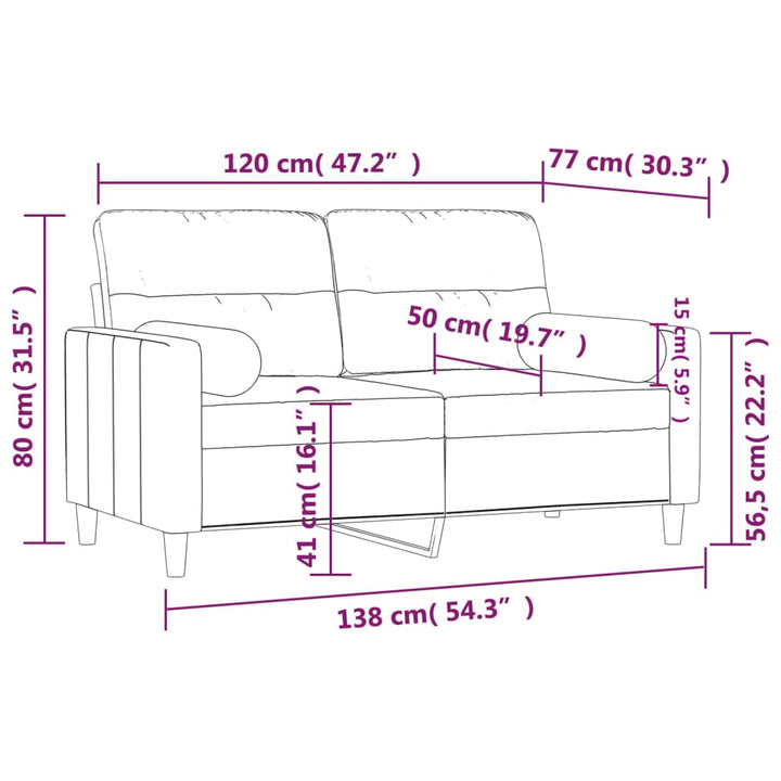 2-Sits Soffa Med Prydnadskuddar Tyg