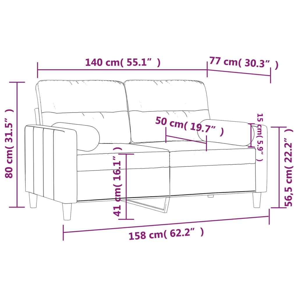 2-Sits Soffa Med Prydnadskuddar Tyg