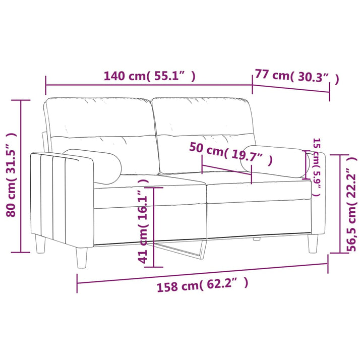 2-Sits Soffa Med Prydnadskuddar Tyg