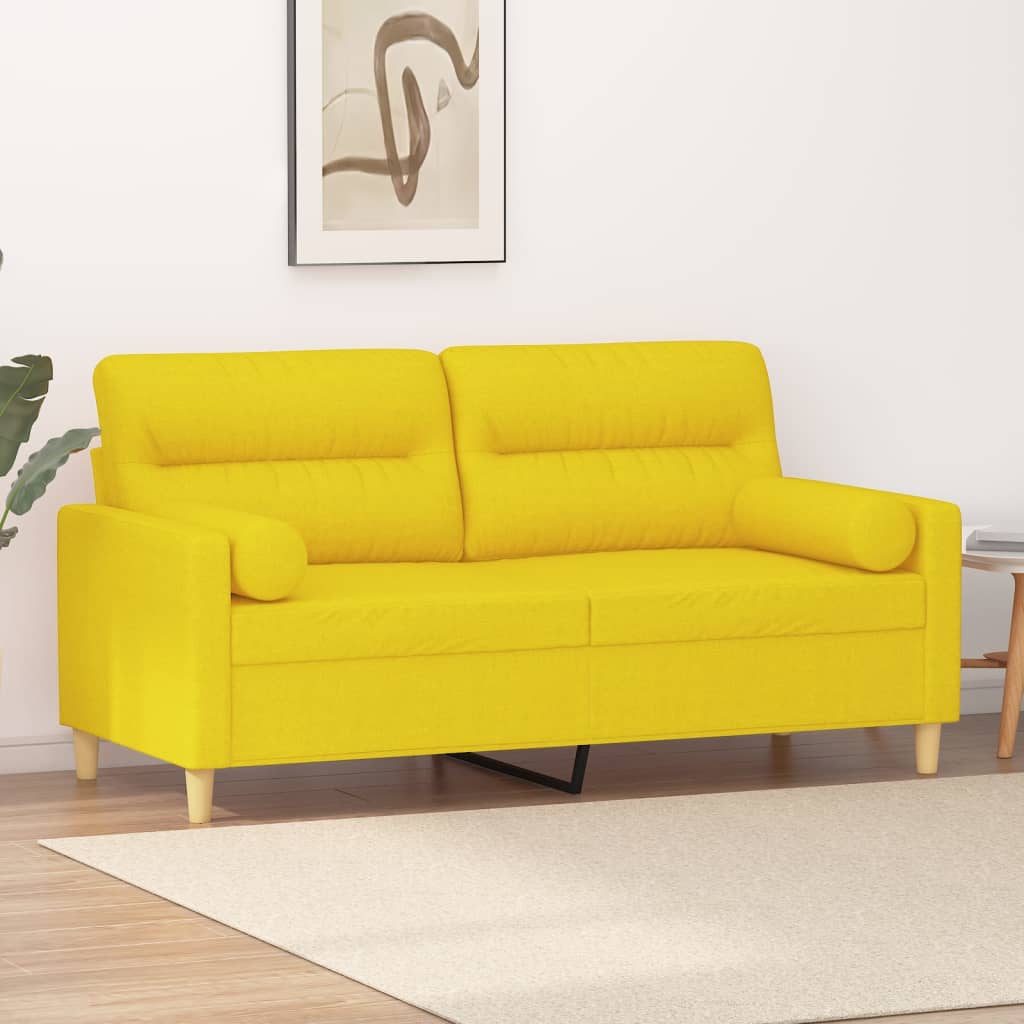 2-Sits Soffa Med Prydnadskuddar Tyg