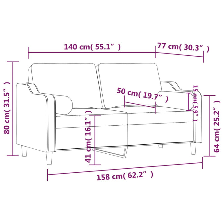 2-Sits Soffa Med Prydnadskuddar Tyg