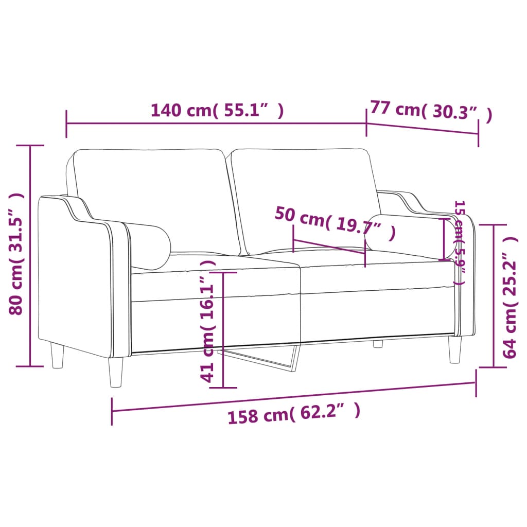 2-Sits Soffa Med Prydnadskuddar Tyg