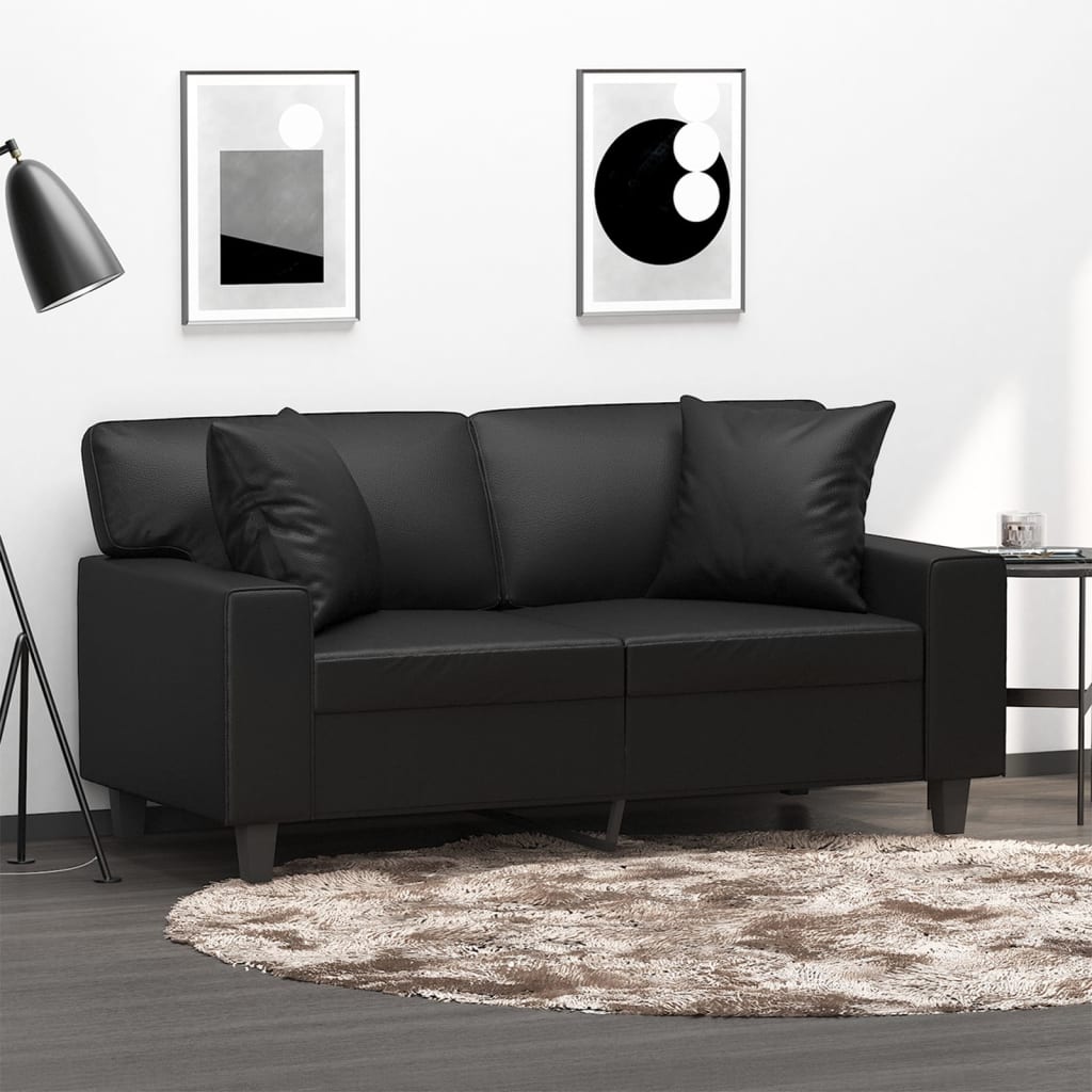 2-Sits Soffa Med Prydnadskuddar Konstläder