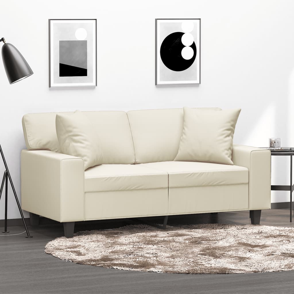 2-Sits Soffa Med Prydnadskuddar Konstläder