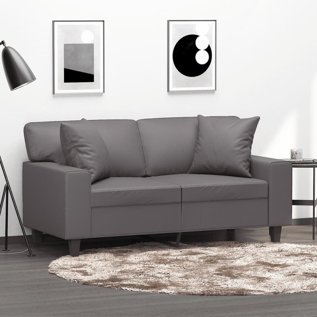 2-Sits Soffa Med Prydnadskuddar Konstläder