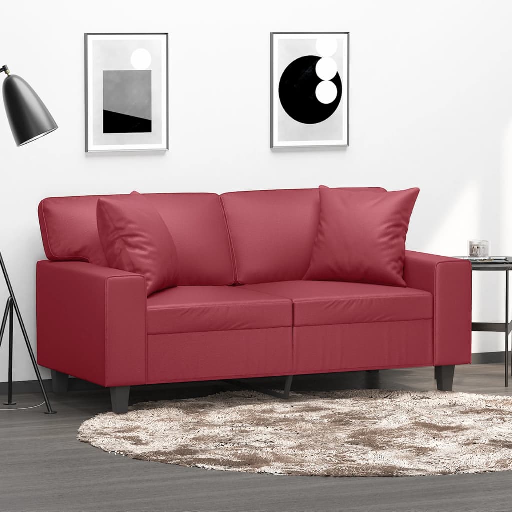 2-Sits Soffa Med Prydnadskuddar Konstläder