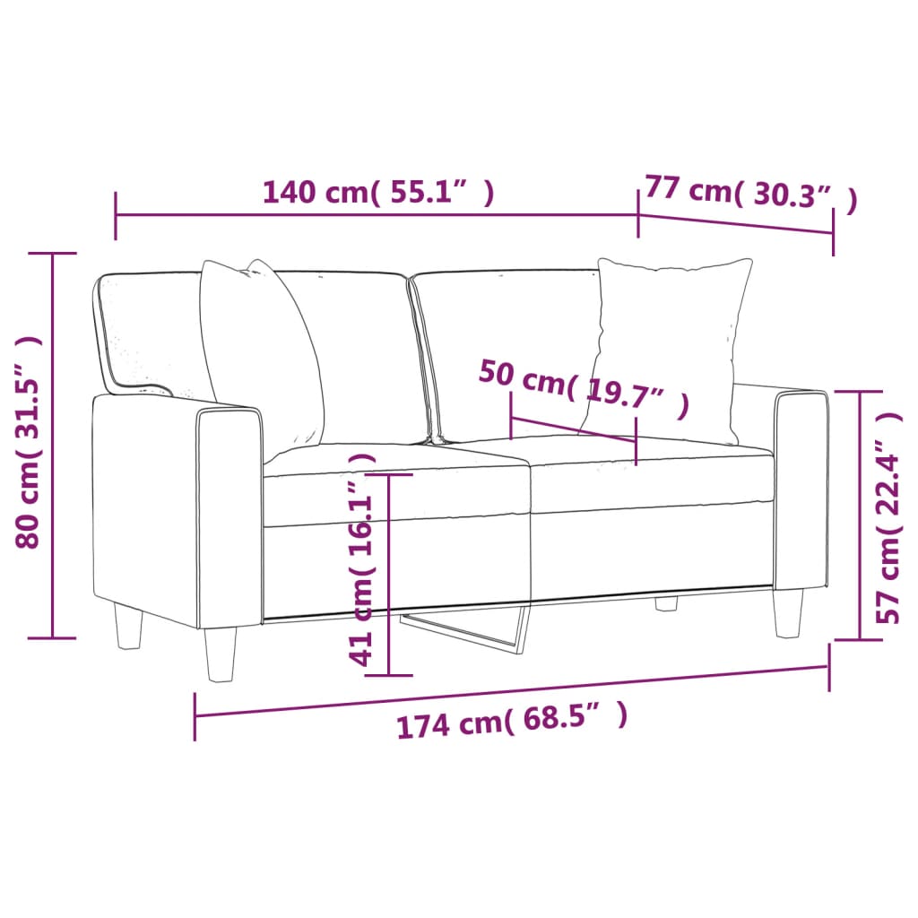 2-Sits Soffa Med Prydnadskuddar Konstläder