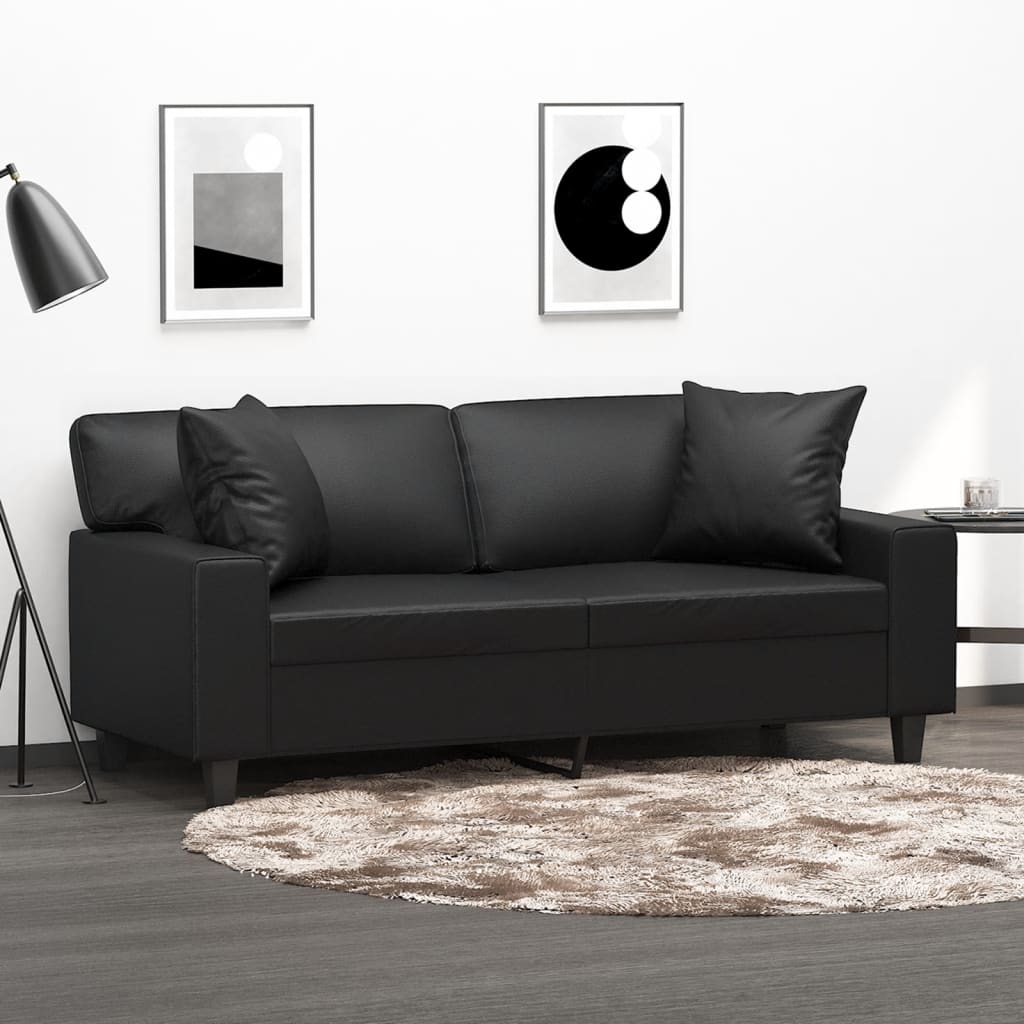 2-Sits Soffa Med Prydnadskuddar Konstläder