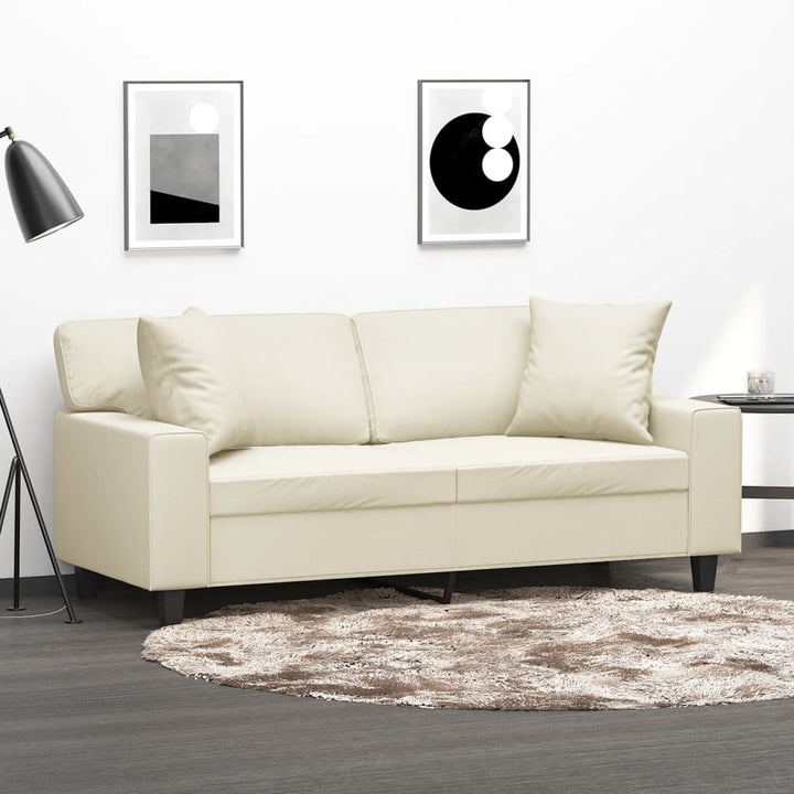 2-Sits Soffa Med Prydnadskuddar Konstläder