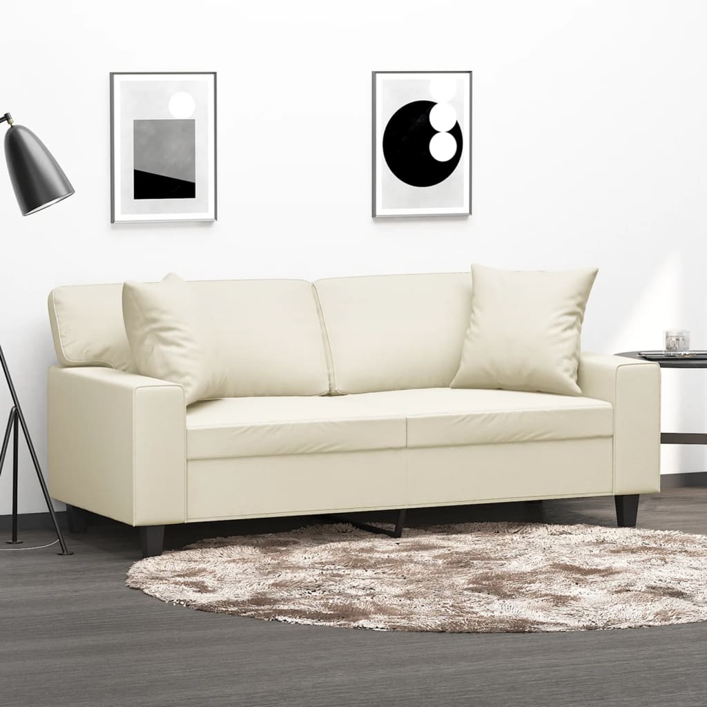 2-Sits Soffa Med Prydnadskuddar Konstläder