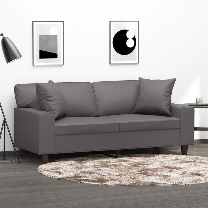 2-Sits Soffa Med Prydnadskuddar Konstläder